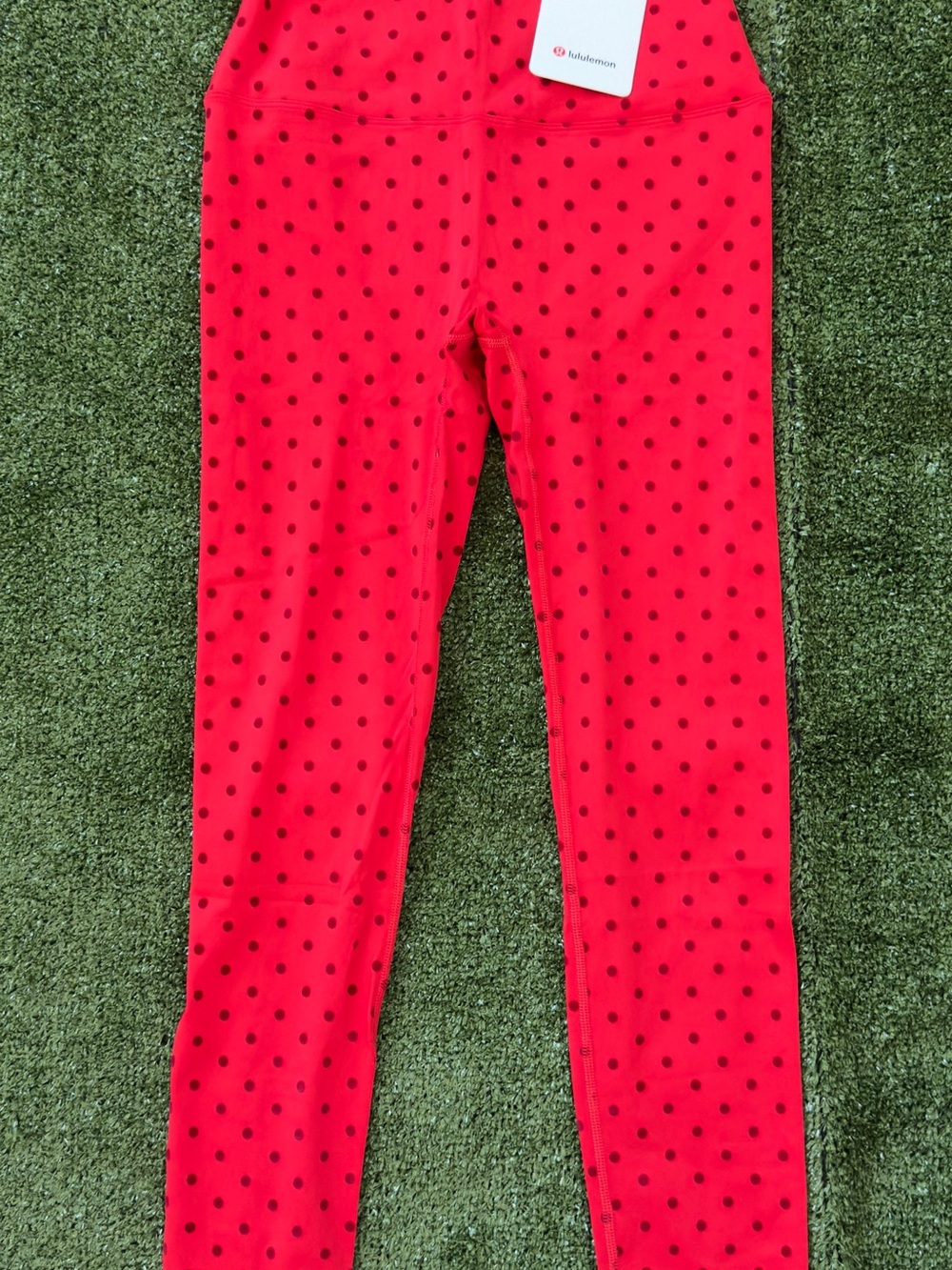 lululemon athletica Red Leggings with Black Polka Dots